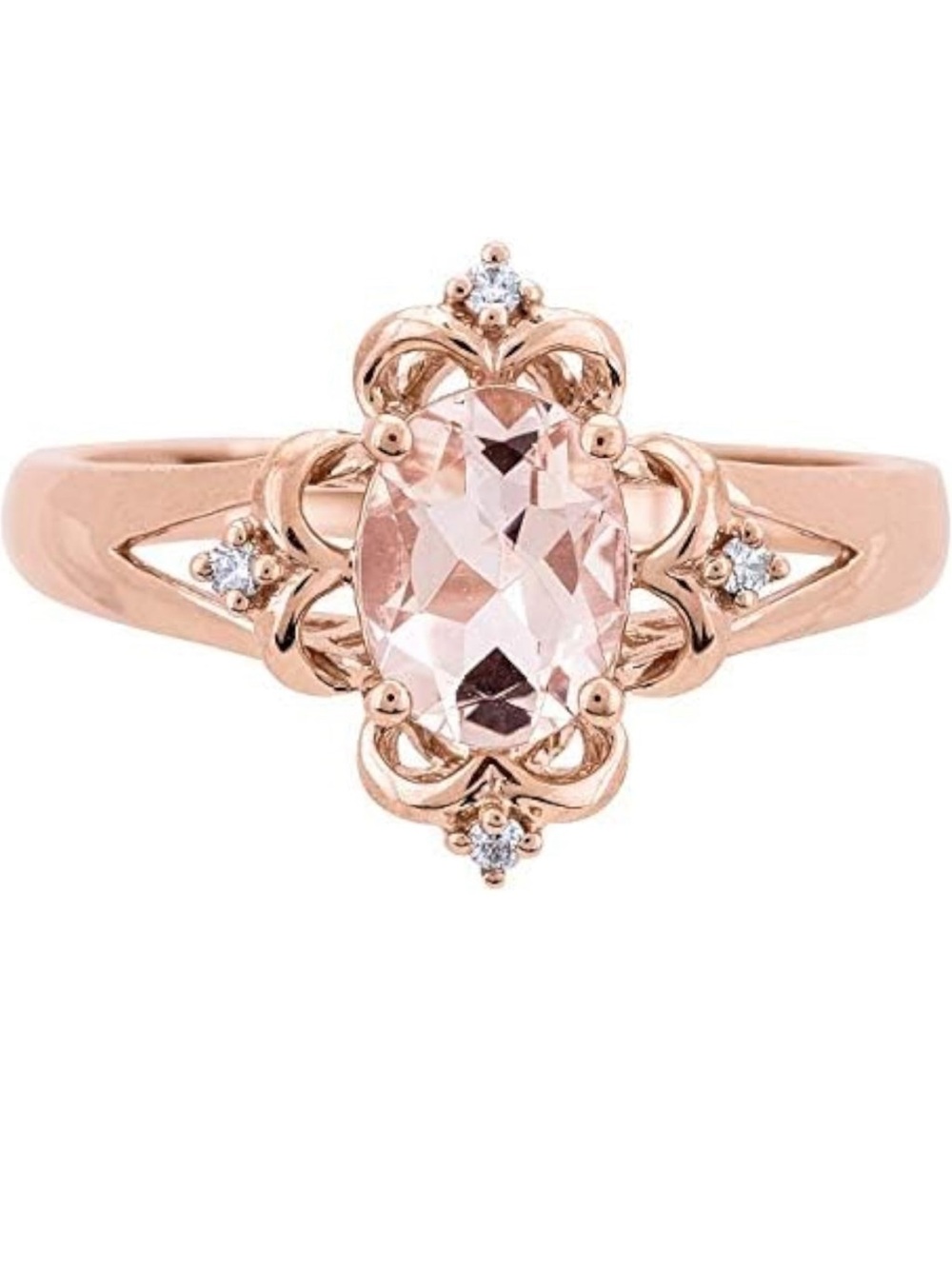 Gin and Grace 10k Rose Gold Morganite Ring with Diamond accents